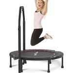 DH FitLife Fitness Indoor Trampolin klappbar ohne Installation | Ø102cm 40 Zoll Mini Trampoline | Tragfähigkeit 150 KG | 4 verstellbare Handgriffstufen | Stabiler und leiser für Kinder u. Erwachsene