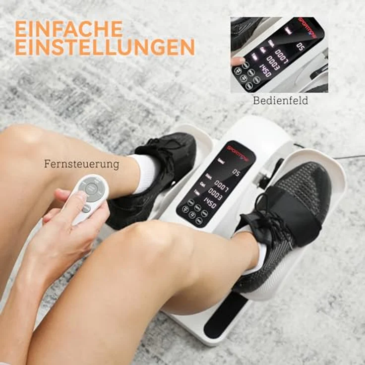 SPORTNOW Mini Ellipsentrainer, elektrischer Untertisch Crosstrainer mit 12 Geschwindigkeiten, 7 Widerstandsstufen, Fernbedienung und LED-Display, Weiß/Schwarz – Bild 4