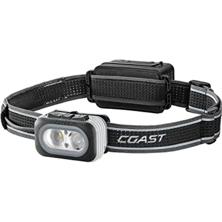 COAST RL20R Wiederaufladbare Stirnlampe mit Flood- und Spot-Optik, 1000 Lumen, rotes und grünes LED-Licht, stapelbares Batteriesystem