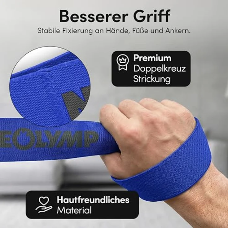 NEOLYMP Fitnessband mit Schlaufen, Widerstandsbänder für Krafttraining, waschbar und hautfreundlich, Level System, sehr stark – Bild 4