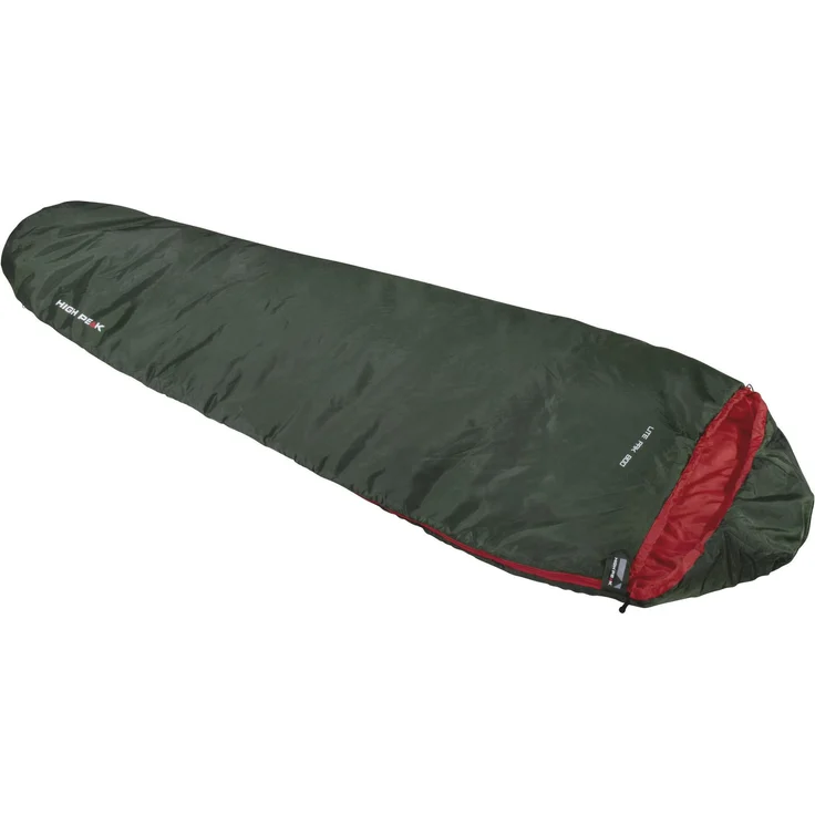 High Peak Lite Pak 800, Kunstfaserschlafsack für Sommerabenteuer, 210 cm, wasserabweisend, komfortabel bis 15°C, leicht 870 g, kompaktes Packmaß 26 x 15 cm
