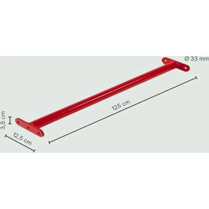 h2i Turnstange für Kinder | Reckstange aus Edelstahl | für Garten & Kinderzimmer | Klimmzugstange Outdoor & Indoor | Stange zum Turnen in Rot | Länge 125 cm – Bild 3