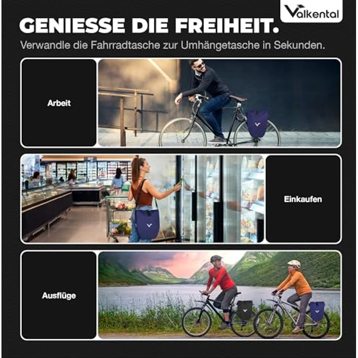 Valkental® Gepäckträgertasche ValkBasic, große & wasserdichte Fahrradtasche mit 23-28L Volumen, abschließbar und reflektierend, bombenfester Sitz, langlebig – Bild 3