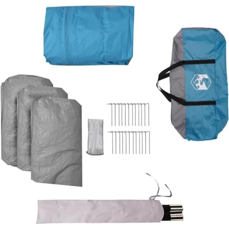 vidaXL Kuppelzelt, 6-Personen Familienzelt, wasserdicht, blau, mit E-Anschluss und Tragetasche, 13,9 kg – Bild 8