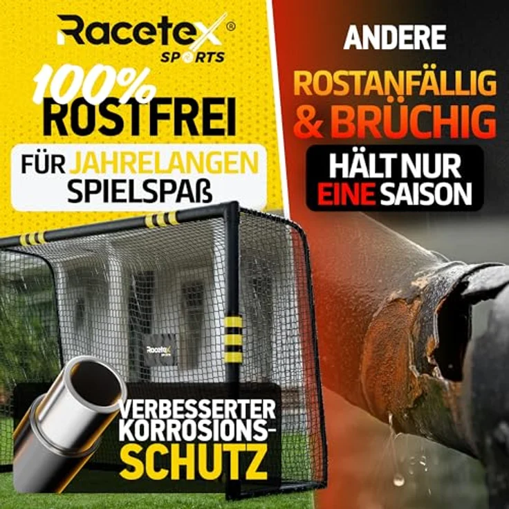 Racetex Fussballtor für Garten, 240cm x 160cm, mit Anti-Rost Beschichtung und rundum Polsterung, inkl. Erdanker für optimalen Halt – Bild 4