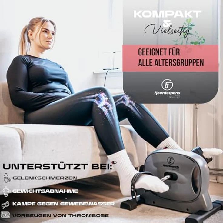 Fjoerdesports Pedaltrainer | Arm- und Beintrainer für zu Hause | extrem leiser Mini-Heimtrainer | Reha Bewegungstrainer | Training im Home-Office | Seniorentrainer | Heimtrainier – Bild 4
