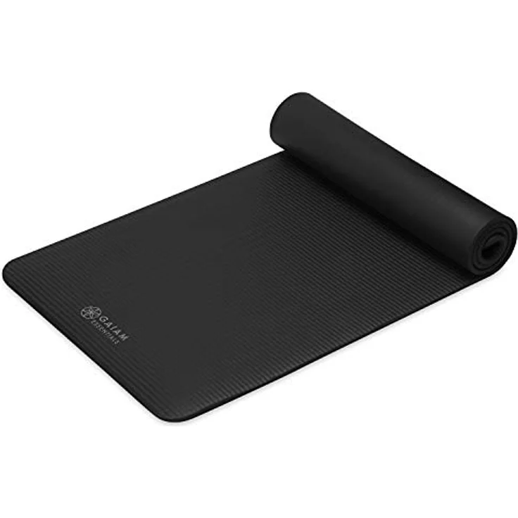 Gaiam Essentials Fitness Mat, Yogamatte, 10 mm Dicke, schwarz, 183 cm x 61 cm, strapazierfähig – Bild 9