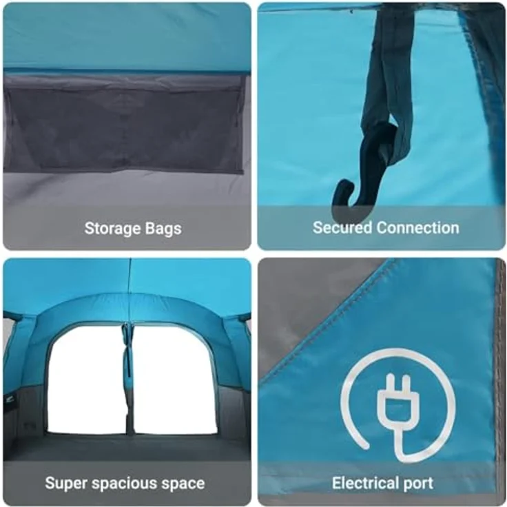 vidaXL Autozelt 4 Personen, Blau Wasserfest, Campingzelt für Auto mit einfachem Aufbau und hochwertigem Material – Bild 5