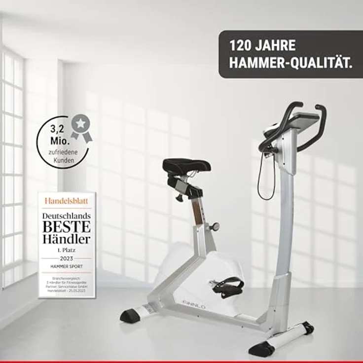 HAMMER 3194 Finnlo Ergometer Varon XTR BT mit APP Steuerung für Smartphone, Bluetooth Anbindung, Kompatibel mit: Kinomap und BitGym, tiefer Einstieg, 15 Trainingsprogramme – Bild 5