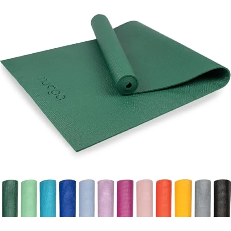 Myga Einsteiger-Yogamatte, rutschfest und leicht zu tragen, 4 mm dick, ideal für Yoga, Pilates und Fitnessübungen, 173 cm x 61 cm, grün – Bild 1