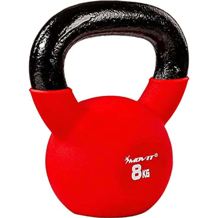 MOVIT Kettlebell PRO, Kugelhantel aus Gusseisen mit Neoprenbeschichtung, 12 Varianten: 2 bis 24 kg, schadstoffgeprüft, Schwunghantel Kugelgewicht