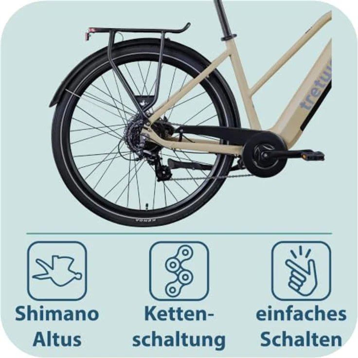 Tretwerk Onyx E Bike 28 Zoll Damen Trekking Elektro Fahrrad, Aluminiumrahmen, 250 Watt Hinterradmotor, elfenbein – Bild 6
