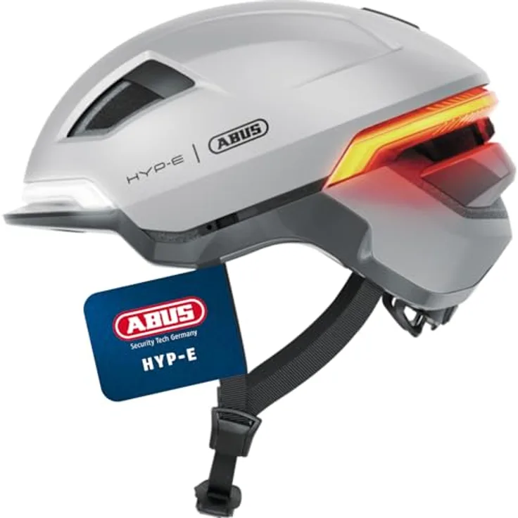 ABUS HYP-E Fahrradhelm, Helm mit Frontlicht, Rücklicht und Blinklicht, ideal für E-Bike und S-Pedelec, für Jugendliche und Erwachsene, ilber, Größe S (51-55 cm)