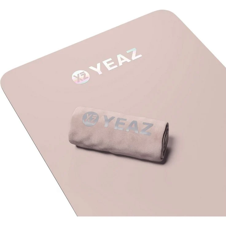 YEAZ Yogamatte CARESS Set, Premium Yoga- und Fitness-Matte mit rutschfestem Mikrofaser Handtuch, antibakteriell und feuchtigkeitsableitend, schwarz
