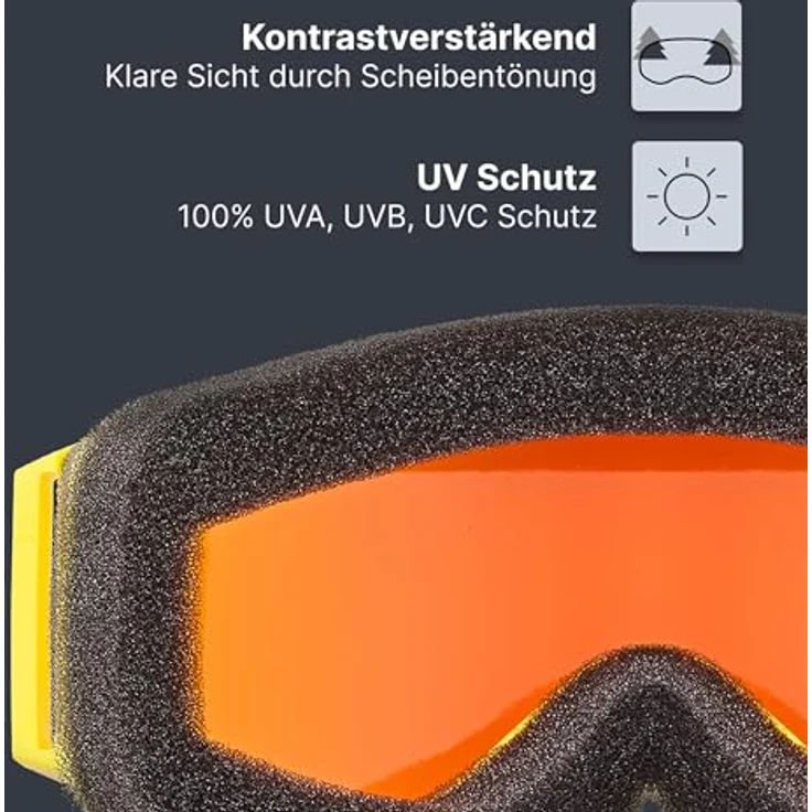 uvex speedy pro - Skibrille für Kinder - kontrastverstärkend - beschlagfreies Sichtfeld - yellow-black/lasergold – Bild 3