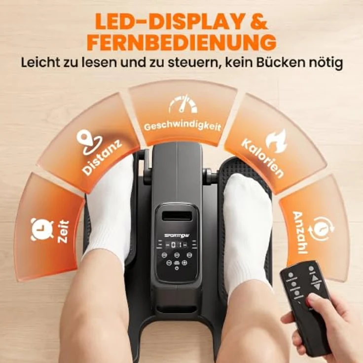 SPORTNOW Ellipsentrainer Mini Elektrischer Untertisch Crosstrainer, 12 Trainingsmodi, LED-Touchscreen, leise, schwarz – Bild 4