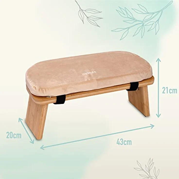Zen Power Yoga Bench, klappbare Yoga Bank aus Holz, ergonomische Meditationsbank, Gebetshocker für spirituelle Momente im Alltag, bequem und weich gepolstert, Yoga-Zubehör – Bild 2