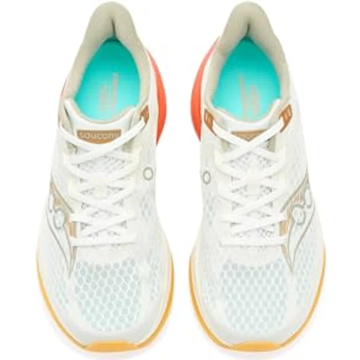 Saucony ENDORPHIN SPEED 5 Herren Laufschuhe, Wettkampfschuhe für Normalpronierer, IVORY/FIRE, Größe 42.5, atmungsaktives Mesh, PWRRUN-Zwischensohle, reflektierende Elemente – Bild 2