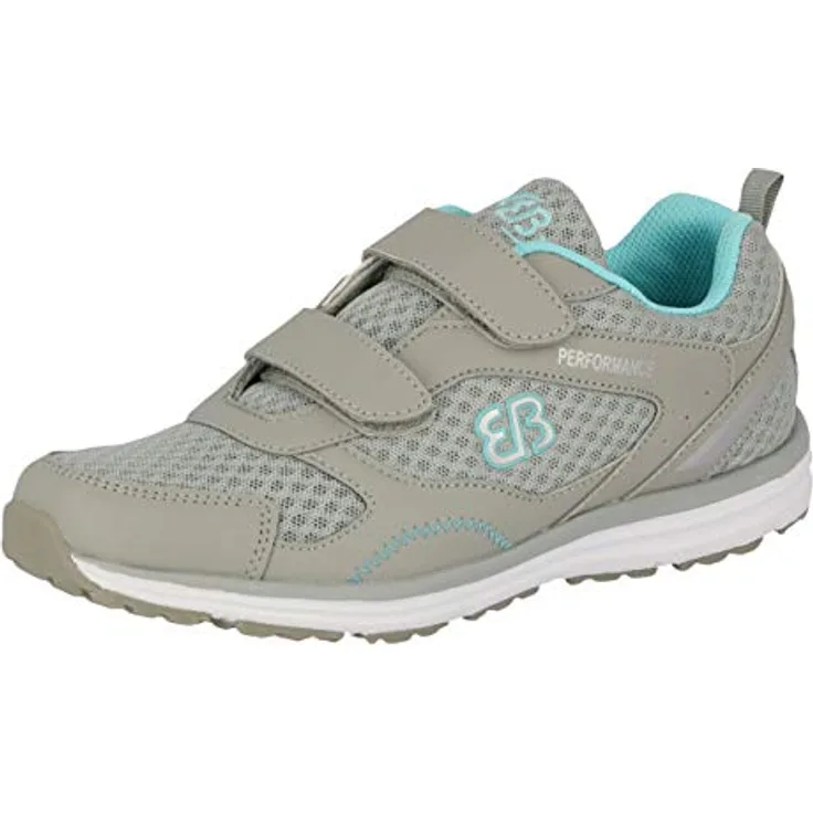 Brütting Damen Laufschuhe Halbschuhe, flacher Absatz 2 cm, Klettverschluss, Grau, Größe 36