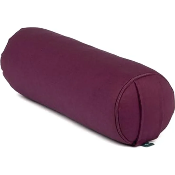 Bodhi Yoga Mini Bolster ECO | Ø 14 cm | 100% Bio-Baumwolle | Nackenrolle mit Buchweizenschalen | Yogabolster mit abnehmbarem und waschbarem Bezug | Yogarolle für Meditation | aubergine