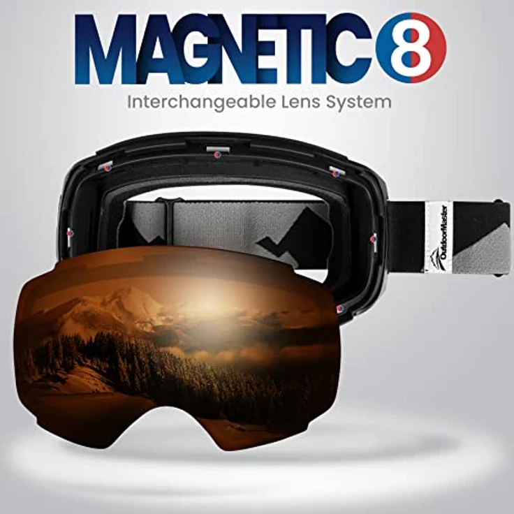 OutdoorMaster Skibrille PRO Ersatzlinse, VLT 25% Braun, Polarized, Anti-Beschlag-Technologie, 100% UV400-Schutz – Bild 2