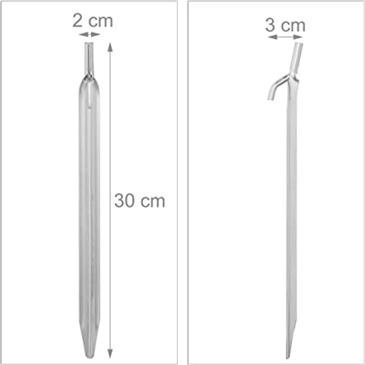 Relaxdays 12er Set Zeltheringe, Sandheringe aus verzinktem Stahl, 30 cm lang, mit Haken & Schlagkopf, silber – Bild 4