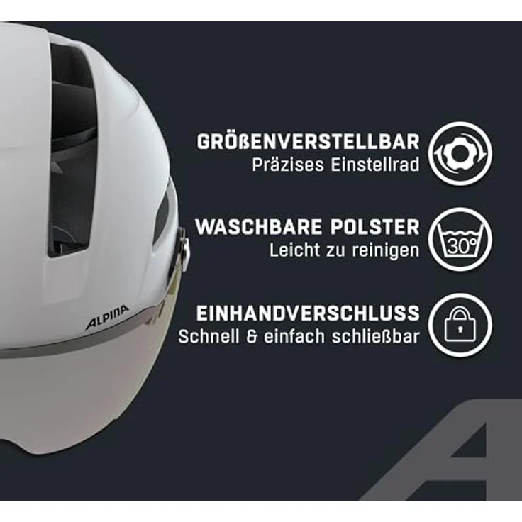 Alpina SOHO Visor V, Urban Fahrradhelm für City-Fahrer, weiß, 51-56 cm, mit Hi-EPS und 9 Lüftungsöffnungen – Bild 3