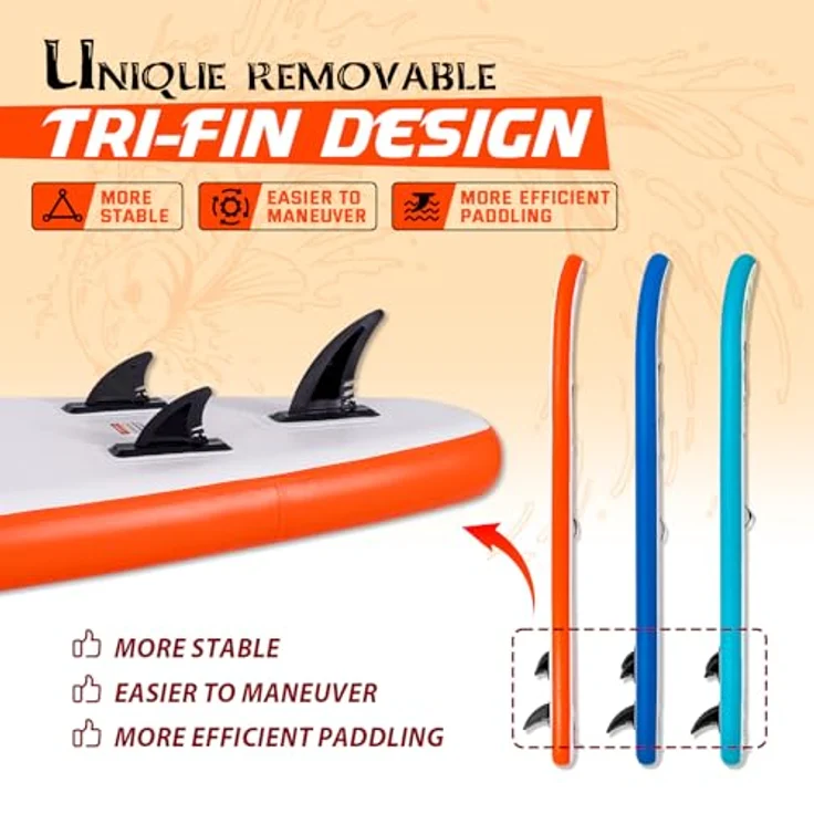 FunWater Aufblasbares Stand Up Paddle Board, 11'6''x33''x6'', ultraleicht mit 3 Finnen, verstellbarem Paddel, Handpumpe, Rucksack, Sicherheitsleine und wasserdichter Tasche, Komplett Set – Bild 5