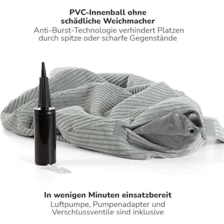 mokebo Stoff Sitzball Büro ergonomisch 'Der Sportliche', 65cm Breite, Cordbezug, Gymnastikball mit Pumpe – Bild 5