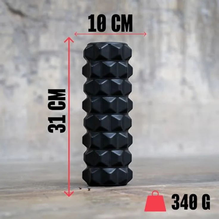 MATCHU Faszienrolle - Massageroller in Schwarz (31x10 cm, hart) - Effektive Selbstmassage zur Muskellockerung und Verspannungsreduktion – Bild 2