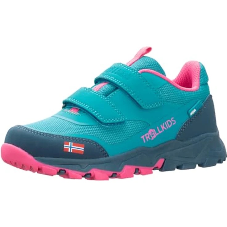 Trollkids Kid's Preikestolen Hiker, Wasserdichte Wanderschuhe für Kinder mit Klettverschlüssen, Türkis – Bild 1