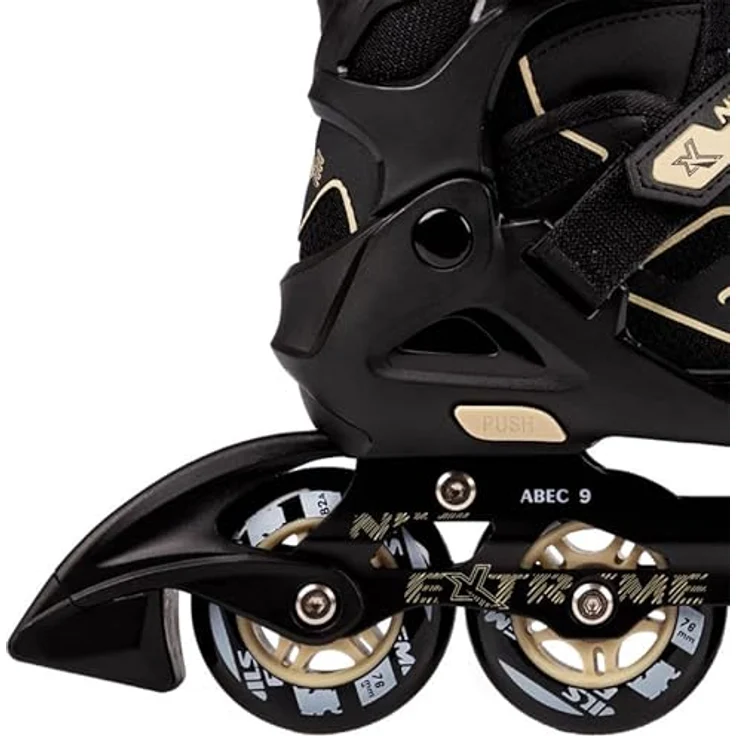 Nils Extreme Inline Skates für Erwachsene und Kinder - ABEC9 Kugellager - Rollerblades Damen und Herren - Größenverstellbar 39-42 - Schwarz Beige – Bild 6