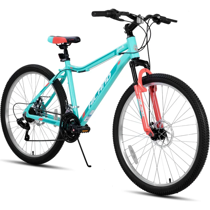 Hiland Damen Mountainbike 26 Zoll, Aluminium Rahmen, 18 Gang, Doppelscheibenbremse, Federgabel für Frauen und Mädchen