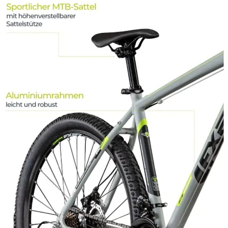 Zündapp FX27 Mountainbike 650B, Hardtail 27,5 Zoll, 21-Gang, Rahmenhöhe 48 cm, grau grün – Bild 5