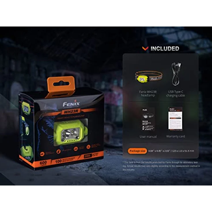 FENIX WH23R Wiederaufladbare Leichte Arbeits-/Industrie-Stirnlampe | 600 Lumen | 100 m | 150 Stunden Max | Gestenerkennung Ein/Aus | Drehschalter | 2000mAh Akku | IP66, Schwarz – Bild 4