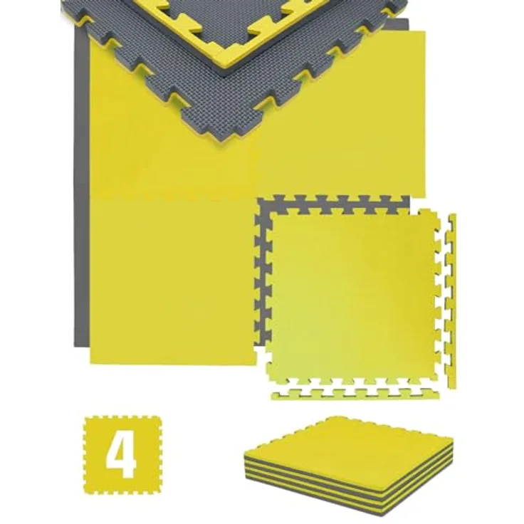 EYEPOWER Trainingsmatte 2cm Extra-Dick, 4 Puzzlematten 100x100 cm aus EVA, rutschfest und schalldämmend für Fitness und Bodenschutz