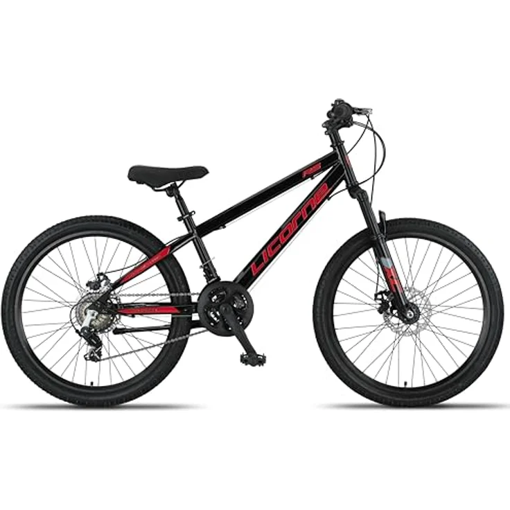 Licorne Bike Thunder Premium Mountainbike, 24 Zoll, Schwarz/Rot, Discbremse, optimierte Kettenschaltung, robustes Design für Alltag und Touren – Bild 2
