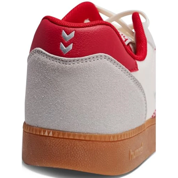 Hummel Handball Perfekt Ns, Hallenschuhe mit atmungsaktivem Obermaterial und dämpfender Sohle, Marshmallow/Crimson, Größe 45 – Bild 4
