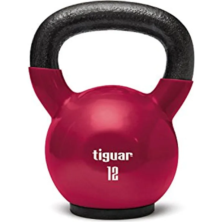 tiguar Kettlebell 12 kg Rasberry, Ergonomische Sportgewicht für Krafttraining und Home Fitness