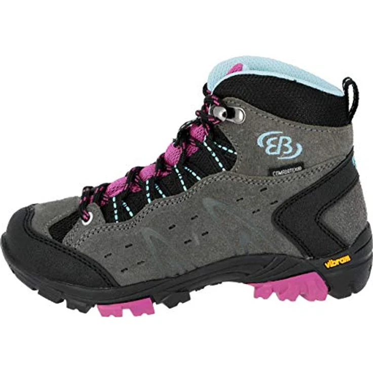 Brütting Mädchen Wanderschuhe Stiefel aus Veloursleder, grau, Größe 31 mit Schnürverschluss und 2 cm Blockabsatz – Bild 2