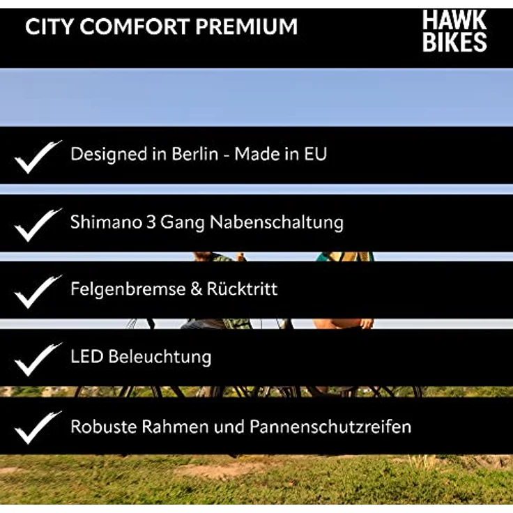 HAWK City Comfort Premium Damenfahrrad 28 Zoll Schwarz I Stadtfahrrad I Leichtes Damen Fahrrad mit 3 Gang Nabenschaltung & Felgenbremse – Bild 4