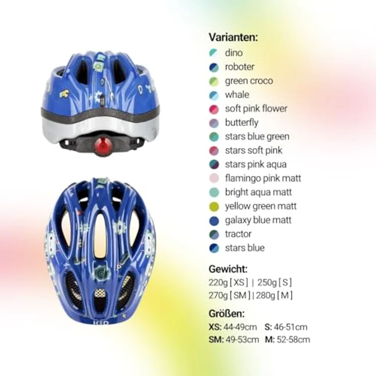 KED Meggy II Trend I Kinder Fahrradhelm, Insektenschutznetz, integriertes LED-Rücklicht, maxSHELL Technologie, Farbe: roboter glossy, Größe: 52-58 (M) – Bild 8