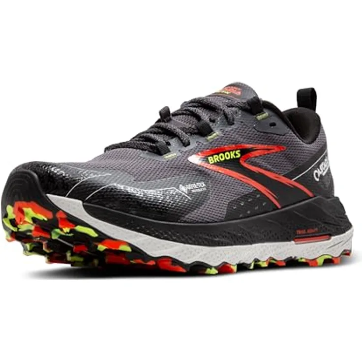 Brooks Running Cascadia 18 GTX, Herren Laufschuhe mit wasserdichter GORE-TEX-Membran, Schwarz, Größe 42.5