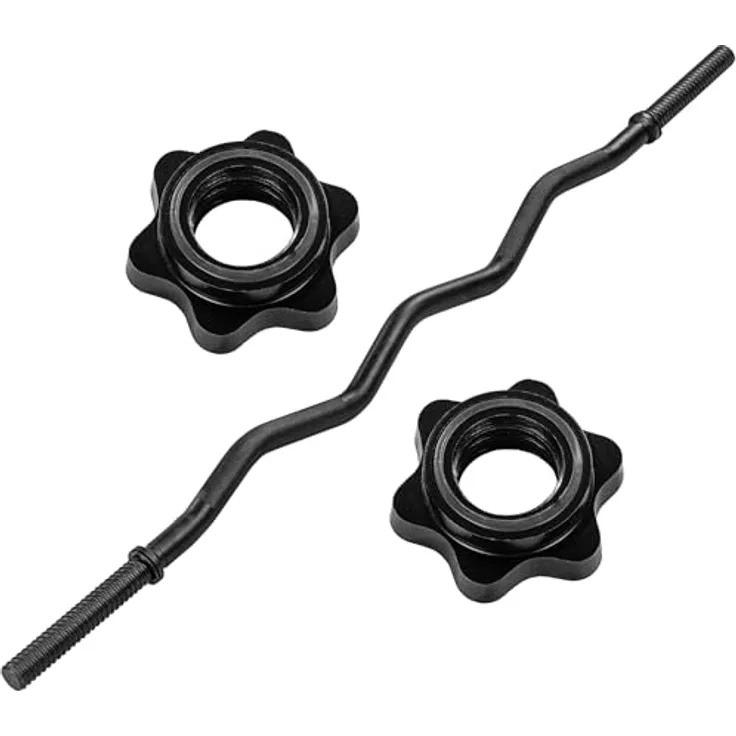 MOVIT® Profi SZ Curlstange, 30mm STANDARDNORM, Auswahl: 120cm (7kg) o. 130cm (8kg), verchromt o. schwarz, Sternverschluss o. Federverschluss, Hantel Curl Stange Hantelstange