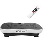 @tec Vitaplate Mini Vibrationsplatte mit 99 Trainingsstufen, Display & Fernbedienung, Rüttelplatte für Bauch Beine Po Vibrationstrainer, Fett-Verbrenner