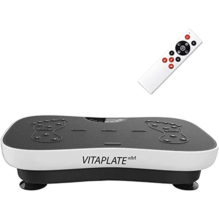 @tec Vitaplate Mini Vibrationsplatte mit 99 Trainingsstufen, Display & Fernbedienung, Rüttelplatte für Bauch Beine Po Vibrationstrainer, Fett-Verbrenner