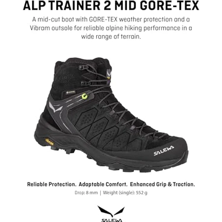Salewa Alp Trainer 2 GORE-TEX, Herren Wanderschuhe mit wasserdichtem Obermaterial, 42.5, Schwarz – Bild 2