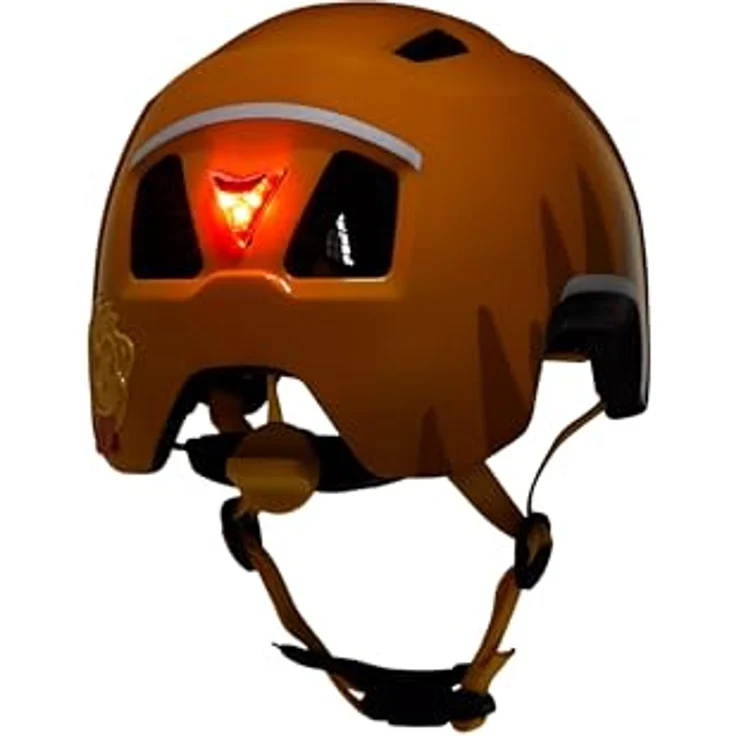 Affenzahn Fahrradhelm Tiger – Gelb, robuster Kinderhelm für Mädchen und Jungen mit verstellbarem Drehrad und integrierten Rücklicht, für Fahrradfahren, Laufrad und Rollerfahren – Bild 5