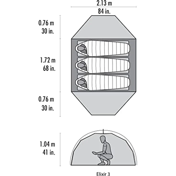 MSR Elixir 3, Kuppelzelt für 3 Personen, 3.70 kg, freistehend mit 2 Apsiden und integrierten Ablagen – Bild 5