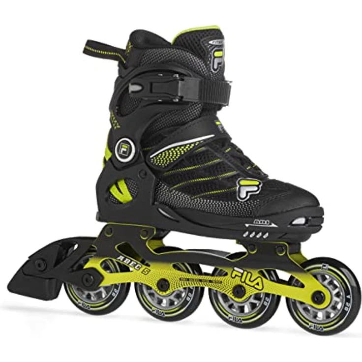 FILA SKATES WIZY ALU Inline Skate Kid, schwarz/lime, Größe XL 38-41, 76 mm Räder, ABEC 5, Micro Jem Mechanismus – Bild 1